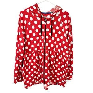 Lug Orange Polka Dot Shimmy Full Zip Hooded Jacket Sweatshirt Large